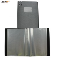 Luxury silver brushed pattern PP foam plastic material hot sale A4 transparent book display A4 display folder