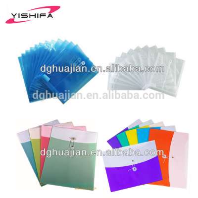 Hot selling manufacturer colorful A4/FC plastic document file folder PP document bag